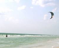 Kite surfer on a windy day.