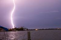 Lightning strikes the Tampa area on June 10, 2004. Photo taken from the boat dock across the street from the Sea Cove motel, 315 Coronado Drive.